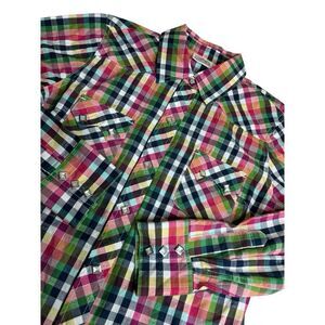 NWOT Cowgirl Justice Women's Size M‎ Long Sleeve Western Shirt Check Multicolor